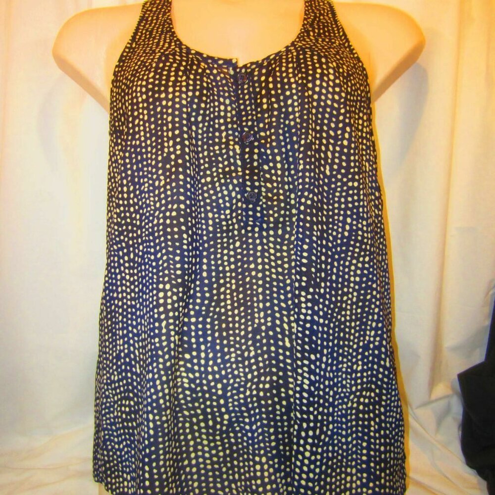ECLAIR black polka dot racer back sleeveless top Nordstrom Women M $48